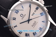 Omega De Ville Automatic Steel Case with White Dial and Black Leather Strap