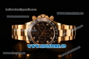 Rolex Daytona Chrono Swiss Valjoux 7750 Automatic Yellow Gold Case/Bracelet with Diamonds Markers Ceramic Bezel and Black Dial (BP)