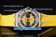 Audemars Piguet Royal Oak Offshore Diver Swiss Valjoux 7750 Automatic Steel Case with Yellow Dial Yellow Rubber Strap and Stick/Arabic Numeral Markers (EF)