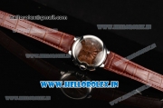 Cartier Ballon Bleu De Medium Chrono Miyota OS20 Quartz Steel Case with Brown Leather Strap and Brown Dial