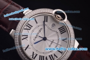 Cartier Ballon Bleu De Quartz Steel Case with Diamond Bezel and White Dial