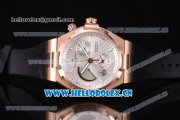 Vacheron Constantin Overseas Dual Time Asia ST30 Automatic Rose Gold Case with Silver Dial Stick Markers and Black Rubber Strap