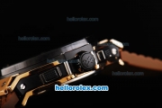 Hublot Big Bang Chronograph Quartz Movement PVD Bezel Rose Gold Case and Marking with Black Dial