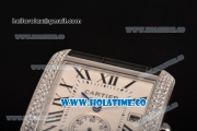 Cartier Tank MC Miyota 9015 Automatic Steel Case with White Dial Roman Numeral Markers and Diamonds Bezel - 1:1 Original