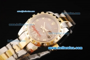 Rolex Datejust Oyster Perpetual Automatic Movement Brown Dial with Diamond Gold Bezel and Two Tone Strap-Lady Model