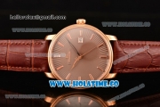 BlancPain Villeret Ultraplate Remontage Automatique Miyota 9015 Automatic Rose Gold Case with Brown Dial and Stick Markers