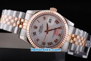 Rolex Datejust Oyster Perpetual Automatic Rose Gold Bezel with White Dial and Roman Marking-Small Calendar