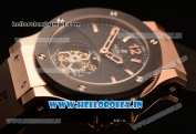 Hublot Big Bang Tourbillon Movement PVD Case Ceramic Bezel with Black Dial and Black Rubber Strap