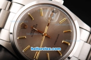 Rolex Milgauss Precision Automatic Movement Silver Case with Rose Gold Stick Markers-Brown Dial and SS Strap