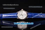 Rolex Cellini Time Asia 2813 Automatic Steel Case with White Dial Blue Leather Strap and Stick/Roman Numeral Markers