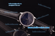 IWC Portuguese Chronograph Swiss Valjoux 7750 Automatic Steel Case with Blue Dial and Black Leather Strap