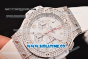 Hublot Big Bang Chrono Miyota OS20 Quartz Diamonds/Steel Case with White Dial and Diamonds Bezel