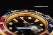 Rolex GMT Master II Swiss ETA 2836 Automatic Movement Full Gold with Colorful Diamond Bezel and White Markers
