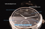 IWC Portuguese Swiss ETA 2836 Automatic Steel Case with Black Dial - Numeral Markers and Black Leather Strap