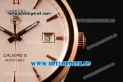 Tag Heuer Carrera Calibre 5 wiss ETA 2824 Automatic Steel Case with Brown Leather Strap and White Dial