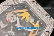 Richard Mille RM026-01 Miyota 6T51 Automatic Diamonds/Steel Case with Diamonds Panda Dial and Black Rubber Strap