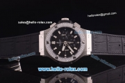 Hublot Big Bang Diamond Bezel HUB4100 Steel Case with Black Dial and Black Leather Strap-1:1 Original