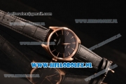 Omega De Ville Tresor Master Co-Axial Clone Omega 8801 Automatic Rose Gold Case with Black Dial and Black Leather Strap - 1:1 Original