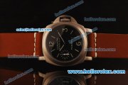 Panerai Luminor Marina PAM177 Swiss ETA 6497 Manual Winding Titanium Case with Black Dial - Brown Leather Strap 1:1 Original