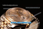 Rolex Datejust 37mm Swiss ETA 2836 Automatic Two Tone with Sliver Dial and Diamods Markers Diamonds Bezel