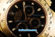 Rolex Daytona Oyster Perpetual Swiss Valjoux 7750 Automatic Movement Full Gold with Black Dial and White Stick Markers