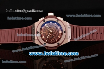 Hublot King Power Chrono Swiss Valjoux 7750 Automatic Rose Gold Case with Brown Rubber Strap and Rose Gold Markers (YR)