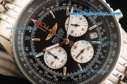 Breitling Navitimer Chronograph Miyota Quartz Movement Full Steel with Black Dial and Stick Markers