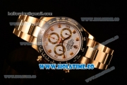 Rolex Daytona Chrono Swiss Valjoux 7750 Automatic Yellow Gold Case/Bracelet with Diamonds Markers White Dial and Ceramic Bezel (BP)