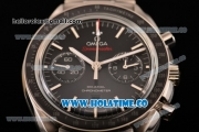 Omega Speedmaster Moonwatch Co-Axial Chronograph Clone Omega 9300 Automatic Steel Case/Bracelet with Black Dial and White Stick Markers (EF)