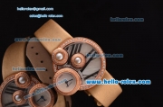 Cartier Perles de Cartier Swiss Quartz Rose Gold Case with Yellow Leather Strap and White Dial Diamond Bezel 1:1 Original