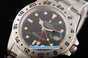 Rolex Explorer Oyster Perpetual Chronometer Automatic with Black Dial and White Case-Round Bearl Marking-Small Calendar