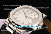 Patek Philippe Nautilus Swiss ETA 2824 Automatic Steel Case with Stick Markers and White Dial - 1:1 Original (ZF)