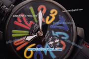 Gaga Milano Italy Asia 6497 Manual Winding PVD Case with Black Dial and Black Strap - colorized Markers