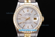 Rolex Datejust Automatic Two Tone With White Dial and Diamond Bezel