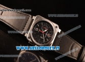 Bell Ross BR03-94 Valjoux 7750 Chrono Auto 316L Steel Case With Black Dial Calfskin Strap