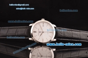 Patek Philippe Calatrava Swiss ETA 2824 Automatic Stainless Steel Case with Black Leather Strap and White Dial