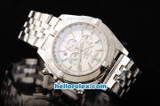 Breitling Chronomat B01 Chronograph Miyota Quartz Movement White Dial with Stick Markers-Steel Strap