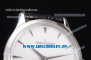 Jaeger-LECoultre Master Ultra Thin Tourbillon Swiss Tourbillon Manual Winding Steel Case with White Dial Stick Markers and Black Leather Strap