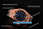 Audemars Piguet Royal Oak 41 Miyota 9015 Automatic Full Rose Gold with Blue Dial and Diamonds Bezel (EF)