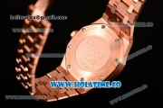 Audemars Piguet Royal Oak 33MM Miyota Quartz Rose Gold Case/Bracelet with Blue Dial and Stick Markers (EF)