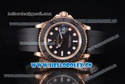 Rolex Yachtmaster 40 Swiss ETA 2836 Automatic Rose Gold Case with Black Dial and Black Rubber Strap Dot Markers - 1:1 Original (JF)