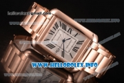 Cartier Tank Anglaise Miyota 9015 Automatic Rose Gold Case/Bracelet with Silver Dial and Roman Numeral Markers