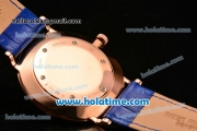 Patek Philippe Calatrava Miyota OS2035 Quartz Rose Gold Case with Blue Dial and Roman Numeral Markers