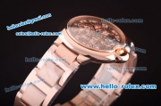 Cartier Ballon Bleu De Automatic Full Rose Gold with Skeleton Dial and Roman Markers