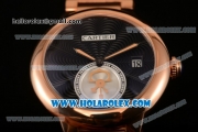 Cartier Rotonde De Miyota Quartz Rose Gold Case/Bracelet with Black Dial