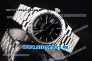 Rolex Day-Date Asia 2813 Automatic Stainless Steel Case/Bracelet with Black Dial and Stick Markers (BP)