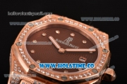 Audemars Piguet Royal Oak Lady Swiss Quartz Rose Gold/Diamonds Case with Diamonds Markers and Brown Dial (EF)