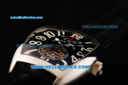 Franck Muller Swiss Tourbillon Manual Winding Movement Steel Case with Black Dial and White Arabic Numerals