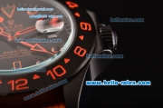 Rolex Stealth Flame Explorer II Bamfor Asia 2813 Automatic PVD Case with Orange Nylon Strap Black Dial Orange Markers