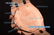 Audemars Piguet Royal Oak Chronograph Miyota OS20 Quartz Rose Gold Case with Black Leather Strap Black Dial and Stick Markers